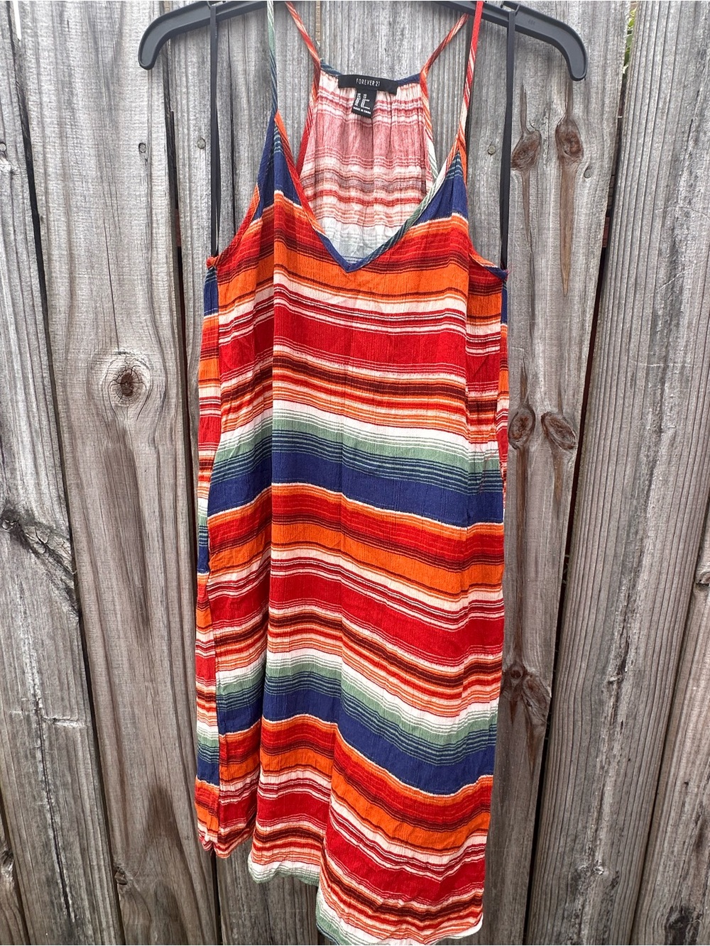 Forever 21 Striped Midi Sundress - Red, Orange & Blue